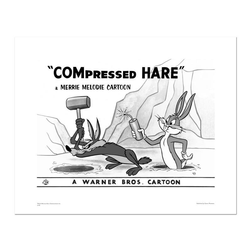 Compressed Hare - Mallet by Looney Tunes: "Compressed Hare - Mallet" is a limited edition giclee on paper from Warner Bros. featuring iconic Looney Tunes characters. The art was taken from an original Lobby Card used to promote "Compressed Ha