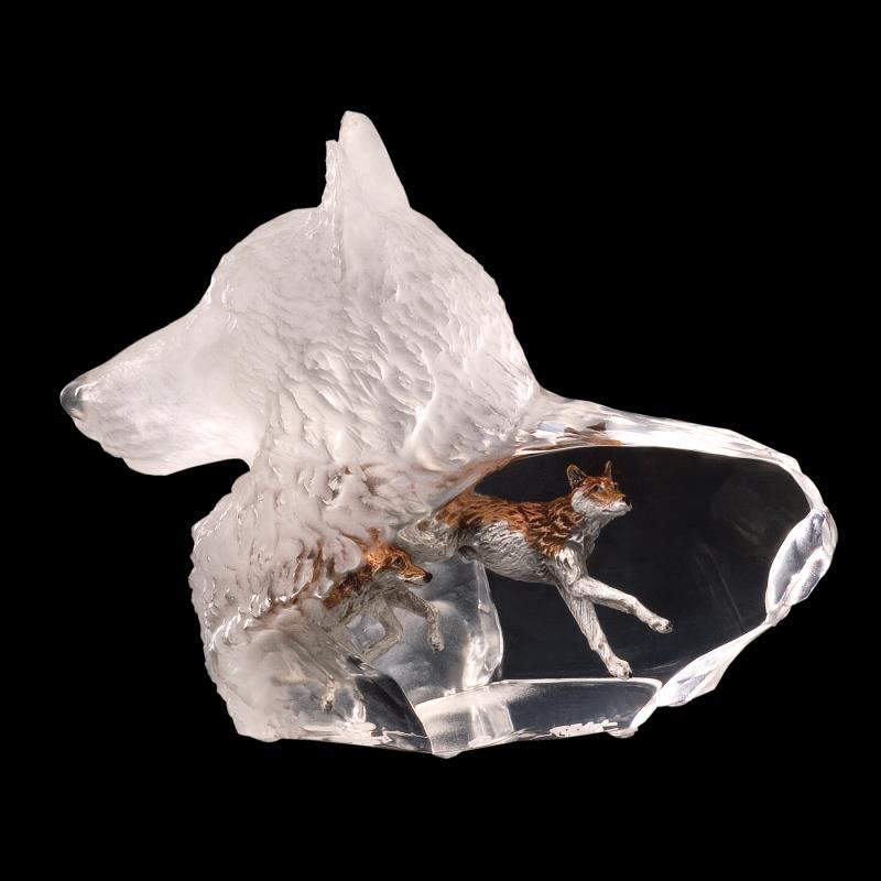 Wild Spirit by Cantrell, Kitty: "Wild Spirit" is a limited edition mixed media lucite sculpture by Kitty Cantrell. Engraved with the artists signature and number, this piece comes with a certificate of authenticity. Measures approxi