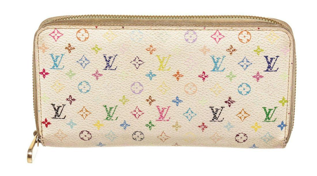 Louis Vuitton White Monogram Canvas Zippy Wallet: Louis Vuitton White Monogram Canvas Zippy Wallet with monogram canvas, gold-tone hardware, pink leather lining, eight card slots and three bill compartments at interior walls, middle zip coin compartm