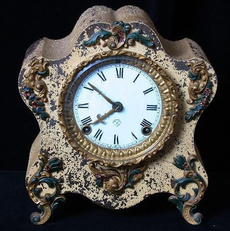 Antique Ansonia Mantel Clock. ED422: "Antique Ansonia Mantel Clock. ED422. Excellent Vintage Condition! GH57LP. Trademark A- New York- Brooklyn. 1879-1929. Patented 6-18-1882. Approx. 9.5" x 9".. Thank you for viewing this lot. We are al