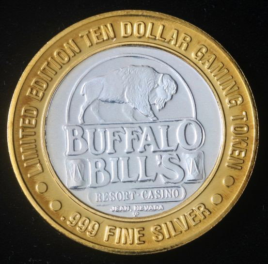 Buffalo Bill's Limited Edition $10 Gaming Token. GT264: "Buffalo Bill's Limited Edition $10 Gaming Token. GT264. Excellent Condition! HJ41SW. .999 Fine Silver Buffalo Bill's Limited Edition $10 Gaming Token. Medicine Crow. Jean, NV.. - Thank you for viewin