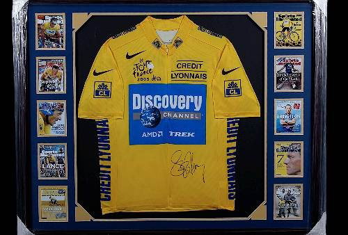 Lance Armstrong Autographed Jersey Collage: Lance Armstrong Autographed Jersey Collage Excellent Condition - Thank you for viewing this lot. We are always adding new inventory and new auctions, so check back often. We appreciate your business a