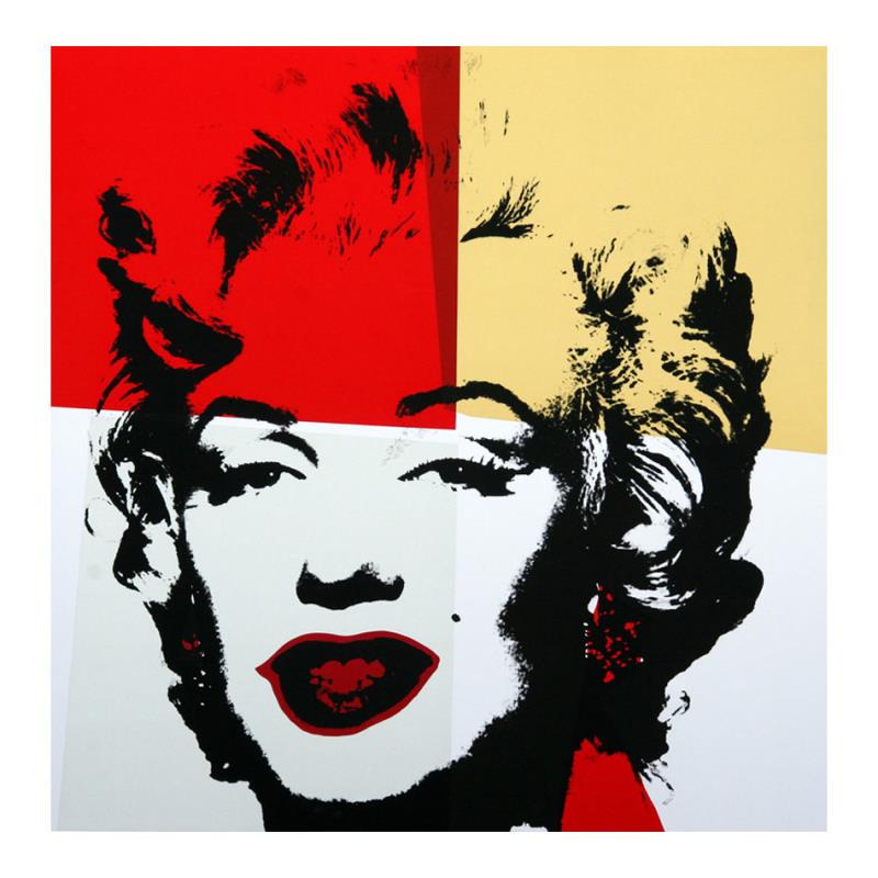 Golden Marilyn 11.38 by Warhol, Andy: "Golden Marilyn 11.38" is a limited edition silk screen print on museum board from Sunday B Morning featuring the works of Andy Warhol. The piece is stamped in blue on the back with "Published by Sund