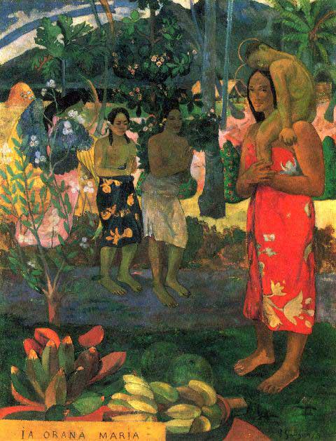 Paul Gauguin - La Orana: Artist: Paul Gauguin - Title: La Orana - Medium: Fine Art Reproduction Giclee on Canvas - Image Size: Approximately 20 inches x 15.25 inches - Unframed on Unstretched Canvas - Biography: French post-i
