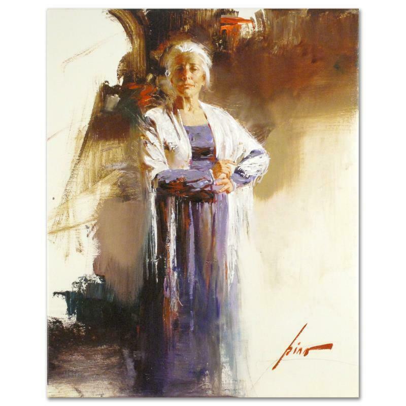 The Matriarch by Pino (1939-2010): "The Matriarch" is a limited edition giclee on stretched canvas that has been hand-embellished by Pino himself, AP Numbered and Hand signed by Pino (1939-2010). Includes Certificate of Authenticity. M