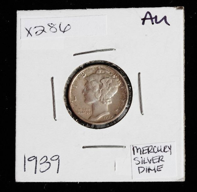 1939-D Mercury Silver Dime XX286: "1939-D Mercury Silver Dime XX286. Excellent Circulated Condition. SB6LM. Thank you for viewing this lot. We are always adding new inventory and new auctions, so check back often. We appreciate your b