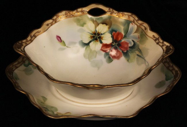 Antique Nippon Handpainted Plate & Bowl ED828: "Antique Nippon Handpainted Plate & Bowl ED828. Excellent Vintage Condition! KD12MV. The item up for bid is an ANTIQUE HAND PAINTED NIPPON BOWL with SAUCER. This gorgeous set is in near mint condition
