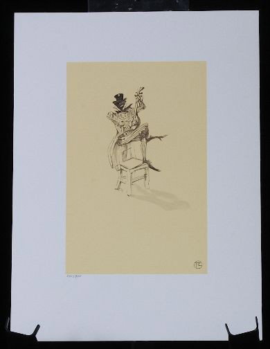 Toulouse-Lautrec - Nègre jouant du banjo - Litho /350 -: "Toulouse-Lautrec - Nègre jouant du banjo - Litho /350 - Rare - Rare Limited Edition Hand Pencil Numbered /350 Crayon Drawn Lithograph by Toulouse-Lautrec. "Nègre jouant du banjo." (AE13KK) Nearly m