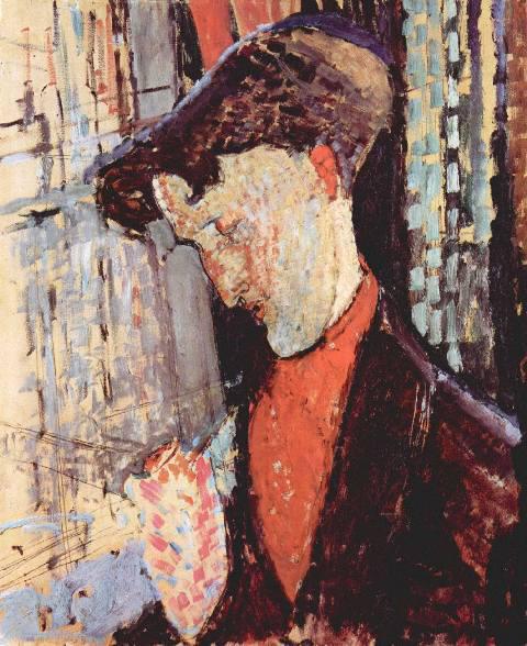 Amedeo Modigliani - Portrait of Frank Burty Haviland: Artist : Amedeo Modigliani - Title: Portrait of Frank Burty Haviland - Medium: Fine Art Reproduction Giclee on Canvas - Image Size: Approximately 20 inches x 16.25 inches - Unframed on Unstretched Can