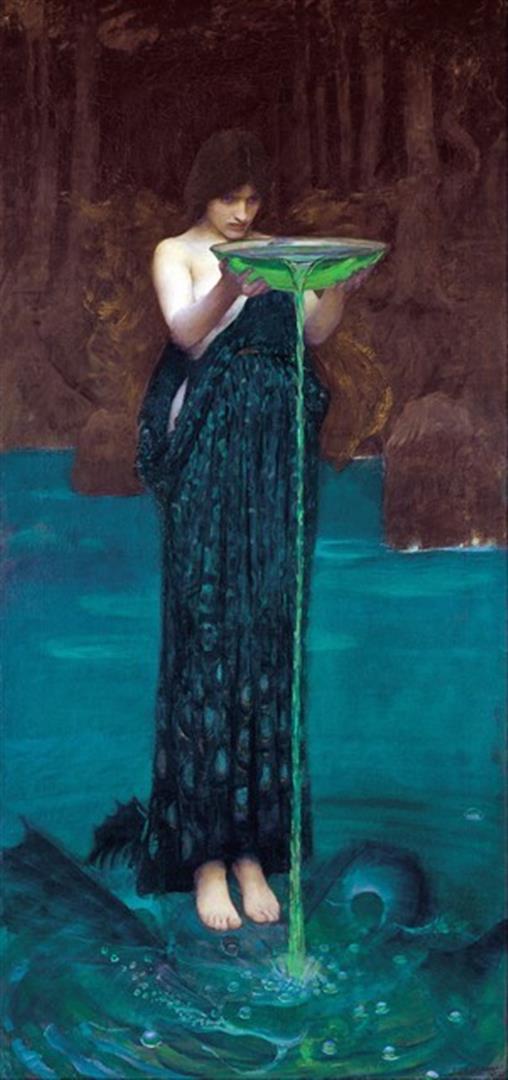 Waterhouse - Circe Invidiosa: Artist: John William Waterhouse - Title: Circe Invidiosa - Medium: Fine Art Reproduction Giclee on Canvas - Image Size: Approximately 32 inches x 15 inches - Unframed on Unstretched Canvas - Biography
