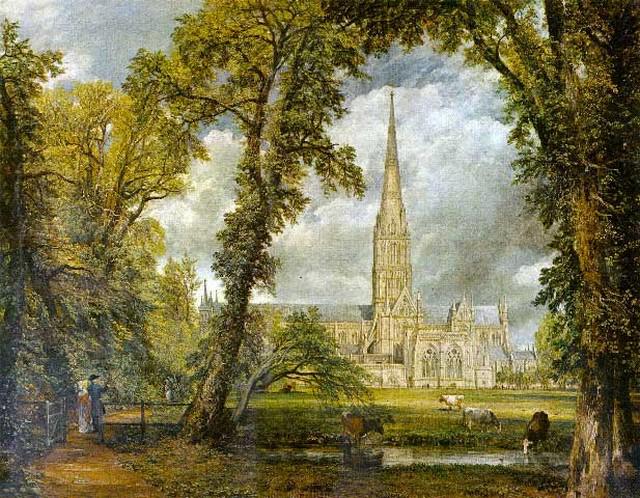 Constable - Salisbury Cathedral: Artist: John Constable - Title: Salisbury Cathedral - Medium: Fine Art Reproduction Giclee on Canvas - Image Size: Approximately 15.5 inches x 20 inches - Unframed on Unstretched Canvas - Biography: J