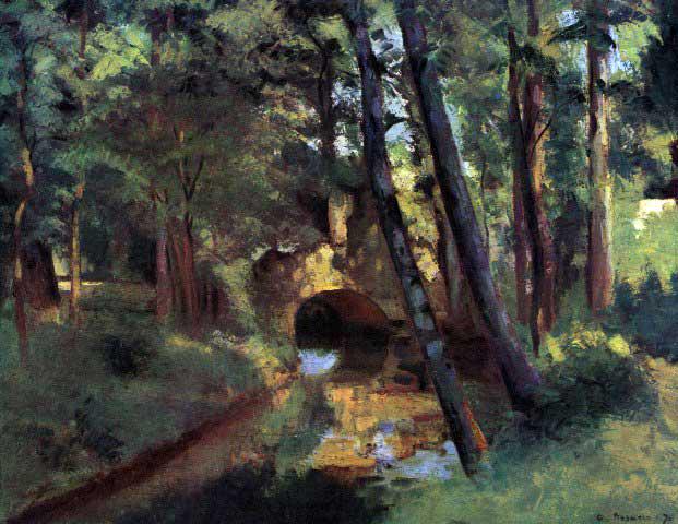 Camille Pissarro - Small Bridge of Pontoise: Artist : Camille Pissarro - Title: Small Bridge of Pontoise - Medium: Fine Art Reproduction Giclee on Canvas - Image Size: Approximately 15.5 inches x 20 inches - Unframed on Unstretched Canvas - Biog