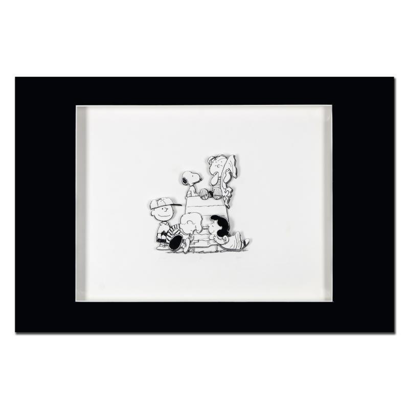 Family by Peanuts: Created from the original artwork archived at the studio, "Family" portrays the simple yet emotive art of Charles. M. Schulz, creator of PEANUTS. This 3D decoupage print on paper is hand numbered with