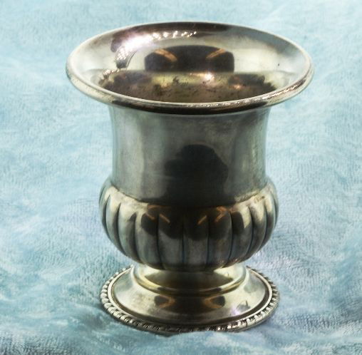 Antique Sterling Silver Toothpick Holder ED216: "Antique Sterling Silver Toothpick Holder ED216 Excellent Vintage Condition! ST53MF. Beautiful classically styled sterling silver toothpick holder. Measures about 2 1/2" tall and 2 3/8" in diameter. -