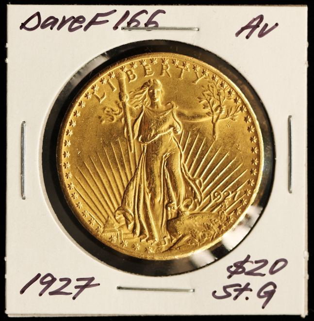1927 $20 Au St. Gaudens Double Eagle Gold Coin DaveF166: "1927 $20 Au St. Gaudens Double Eagle Gold Coin DaveF166. As-Is Condition! IW1141FT. 1927 $20 Au St. Gaudens Double Eagle Gold Coin. Thank you for viewing this lot. We are always adding new inventory 