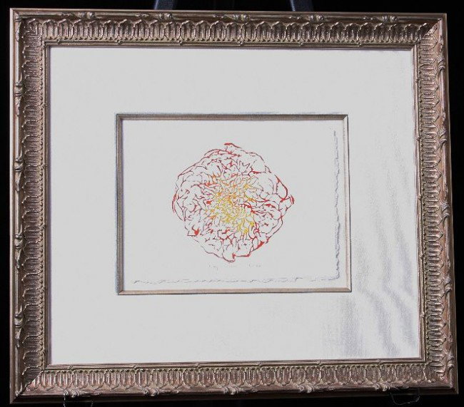 Listed Artist Ruth Leaf "Peony" Intaglio Etching. ED417: "Listed Artist Ruth Leaf "Peony" Intaglio Etching. ED417. Excellent Condition! JH55FC. "PEONY" - an original intaglio etching by Ruth Leaf. Signed and numbered 616/1000 by the artist. In mint conditio