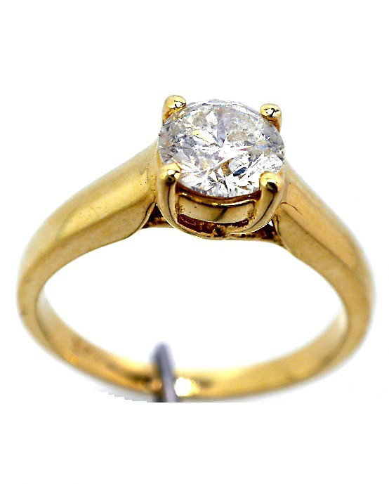 14KT Yellow Gold Ladies Diamond Solitaire Ring A2316: "14KT Yellow Gold Ladies Diamond Solitaire Ring A2316. Good Condition. ER1401SX. One electronically tested 14KT yellow gold ladies cast diamond solitare ring with a bright finish. Condition is good. I