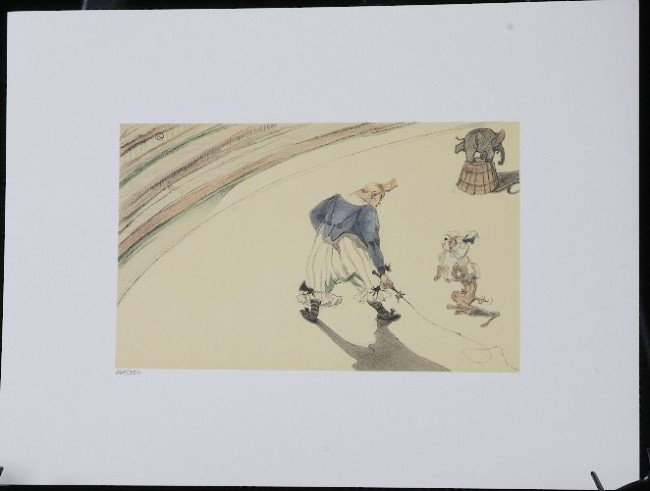 Toulouse-Lautrec - Clown dresseur - Litho /350 - Rare: "Toulouse-Lautrec - Clown dresseur - Litho /350 - Limited Edition Hand Pencil Numbered /350. "Clown dresseur." (AE13KK) Nearly mint condition. Measuring approx. 12.5 X17. One of the 39 lithographs in 