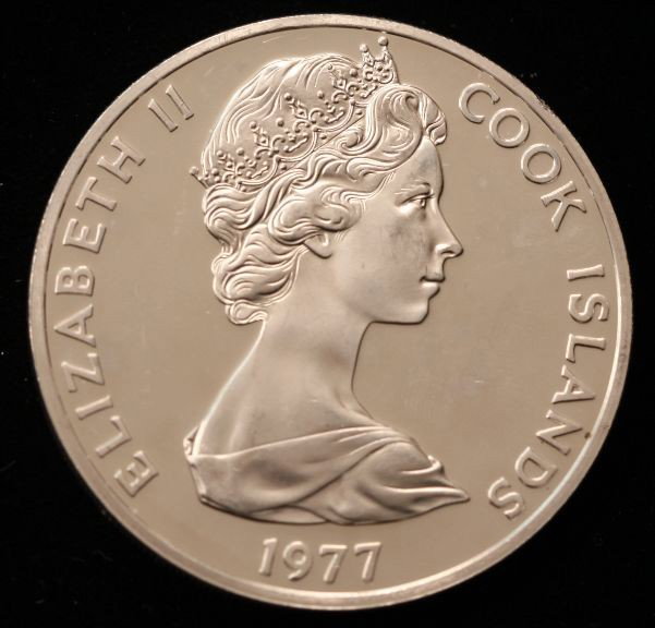 1952-1977 $25 Cook Islands Sterling Silver Coin 48g (1.: "1952-1977 $25 Cook Islands Sterling Silver Coin 48g (1.55oz) COMS62. As-Is Condition! XU13XD. 1952-1977 $25 Cook Islands Sterling Silver Coin Approx. 48g (1.55oz). Thank you for viewing this lot. We 