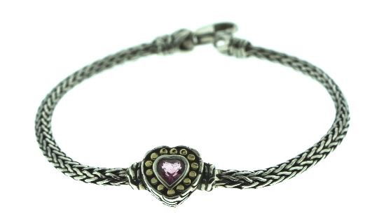 Brand New John Hardy 18K Gold Baby Bracelet ED846: "Brand New John Hardy 18K Gold Baby Bracelet ED846. Excellent Condition! LY97WS. Brand new John Hardy Sterling & 18K gold baby bracelet. Comes in original brown suede John Hardy pouch. Sterling silver