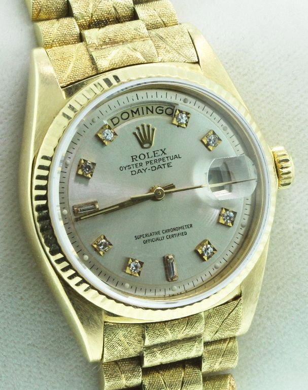 Gents Rolex 18KT Gold DayDaye President Wristwatch 121.: "Gents Rolex 18KT Gold DayDaye President Wristwatch 121.16gm A2660. Excellent Condition! NC1556HS. One gents, hand crafted & machine milled Rolex President DayDate wristwatch electronically tested 18K