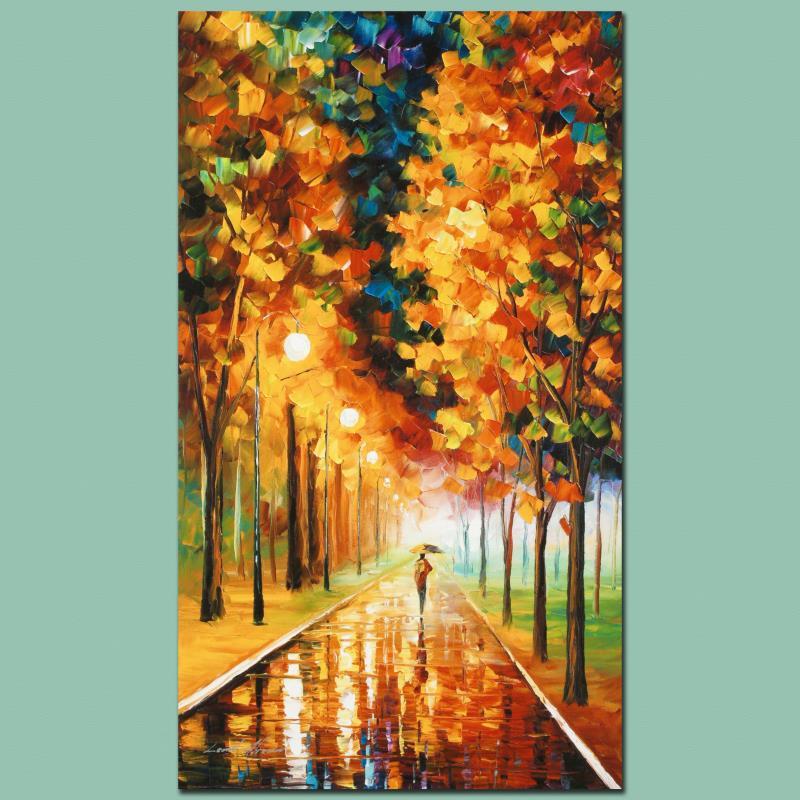 Light of Autumn by Afremov (1955-2019): Leonid Afremov's (1955-2019) masterful use of color and texture make his paintings unique collectibles that are sure to brighten any wall. "Light of Autumn" is a limited edition giclee on canvas. The 