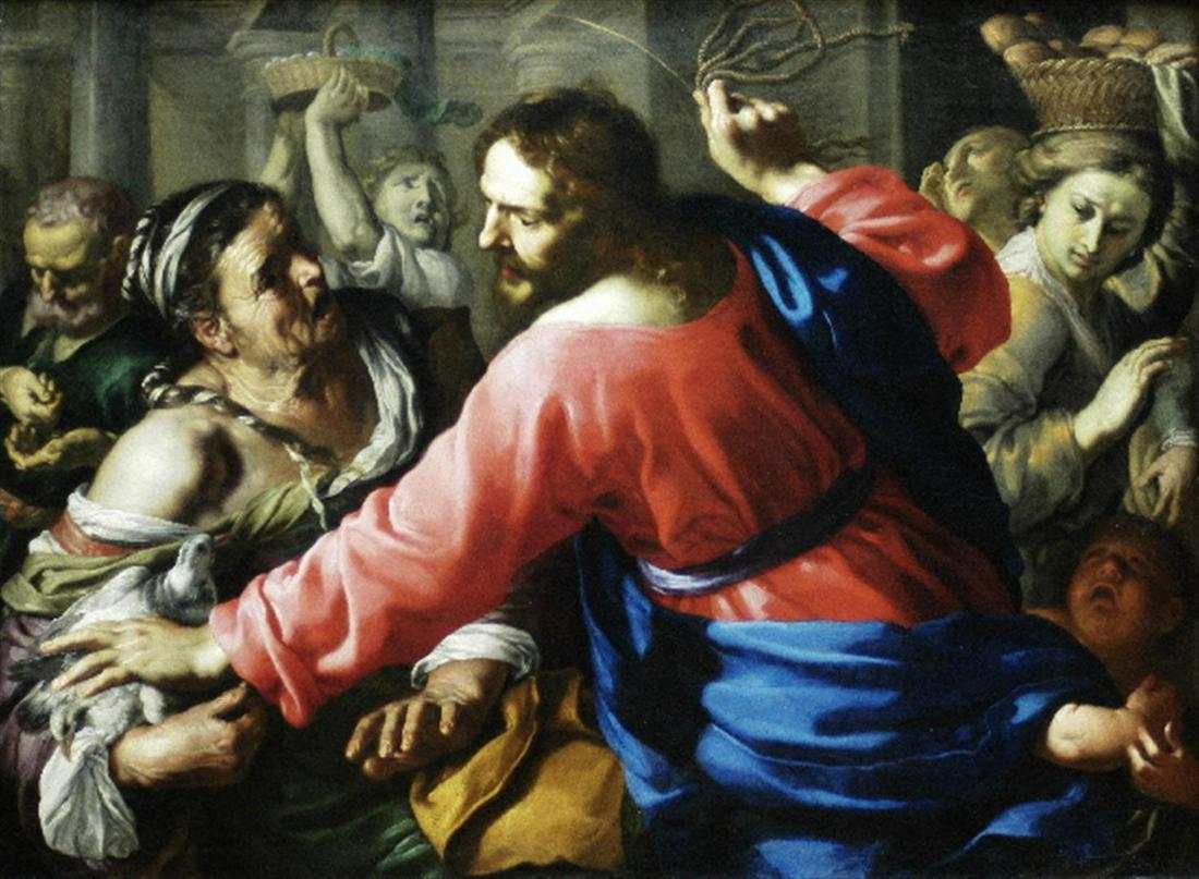 Bernardino Mei - Cleansing the Temple: Artist: Bernardino Mei - Title: Cleansing the Temple - Medium: Fine Art Giclee on Canvas - Image Size: Approximately 20 inches x 14.75 inches - Unframed on Unstretched Canvas - Biography:Bernardino Me