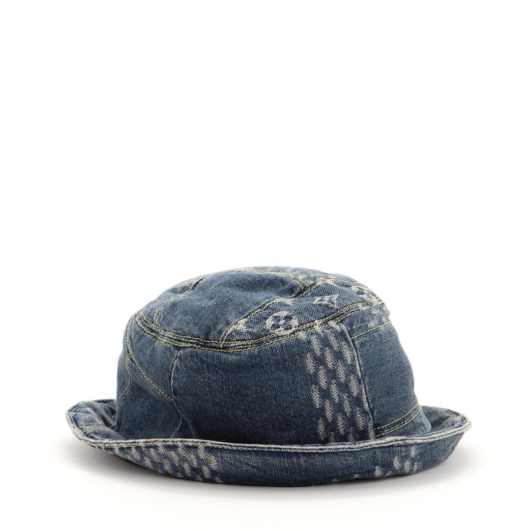 Louis Vuitton Nigo Sun Hat Limited Edition Giant Damier and Monogram Denim Blue,: Louis Vuitton Nigo Sun Hat Limited Edition Giant Damier and Monogram Denim Giant Damier Monogram Denim