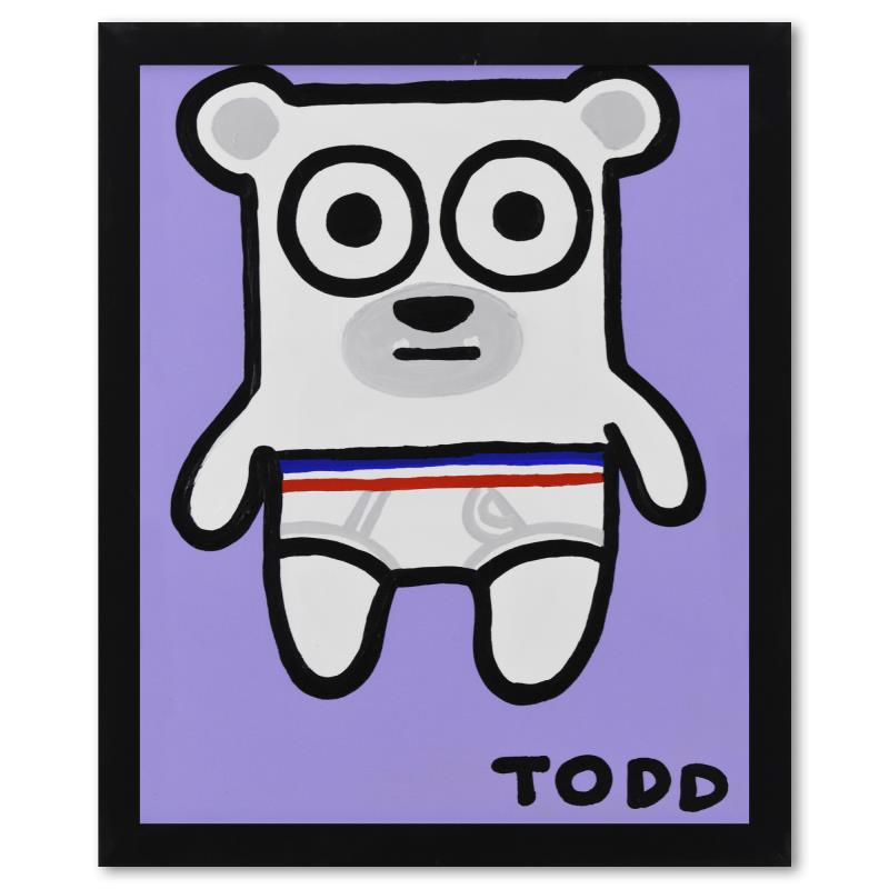 Polar Bear by Goldman Original: "Polar Bear" is an original acrylic painting on canvas, hand signed by Todd Goldman. This piece comes framed. Includes Letter of Authenticity. Measures approx. 18" x 22" (frame), 15.5" x 19.5" (image)
