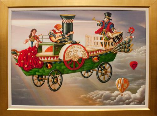 Music In The Clouds By Edgar Barrios: Exquisite original oil on canvas by Edgar Barrios. Hand signed by artist. This artwork comes beautifully framed and ready to hang. Painting size 36x48 Frame size 42x55