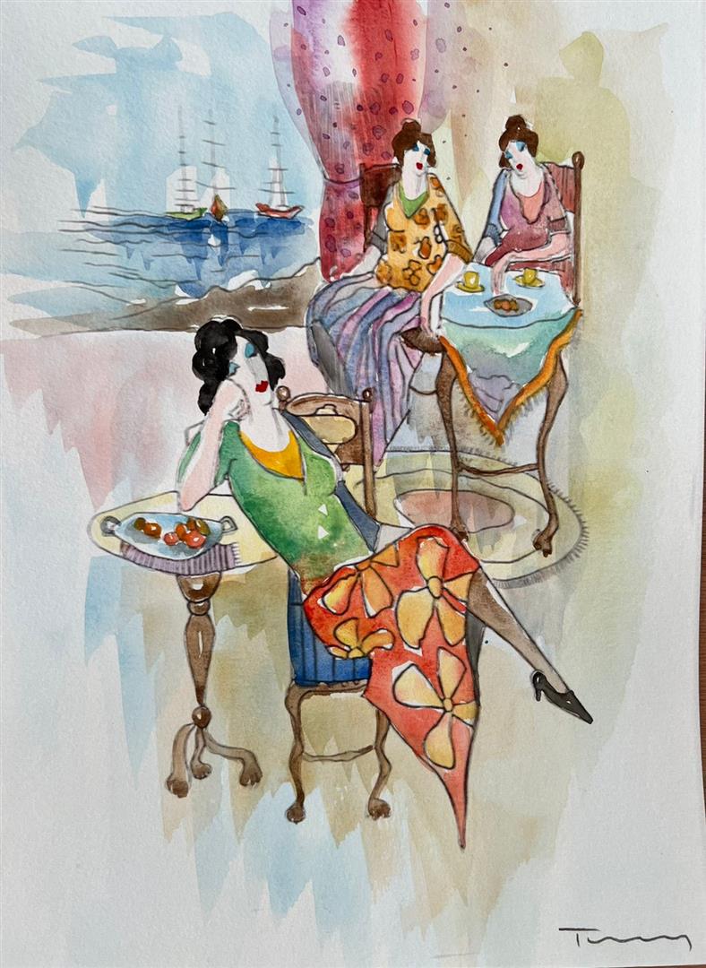 Itzchak Tarkay "Untitled Mini 25": Itzchak Tarkay "Untitled Mini 25" Hand Signed Mixed Media Watercolor on Paper Dimensions: 12 x 9 Inches