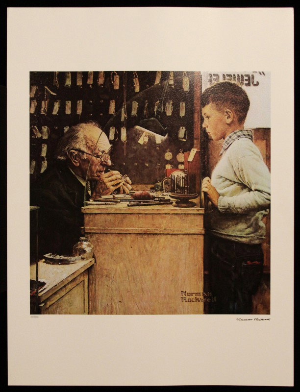 Norman Rockwell "The Watchmaker" Fine Art Print AP168: "Norman Rockwell "The Watchmaker" Fine Art Print AP168. Excellent Condition! PF63JC. One fine art print of "The Watchmaker" by Norman Rockwell. imited edition print of 2500 with Certificate of Authent