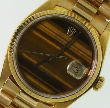 Gents Rolex 18KT Gold DateJust Wristwatch A2674: "Gents Rolex 18KT Gold DateJust Wristwatch A2674. Excellent Condition! MP1555YJ. One gents, hand crafted and machine milled Rolex DateJust wristwatch electronically tested 18KT yellow gold, Case: 36mm