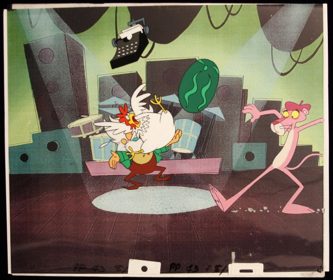 Pink Panther "Supporting Characters" Cartoon Cel and Dr: "Pink Panther "Supporting Characters" Cartoon Cel and Drawing PINKP44. As-Is Condition! YN61PX. An original "Supporting Characters" cartoon Cel from The Pink Panther films created by Friz Freleng and 