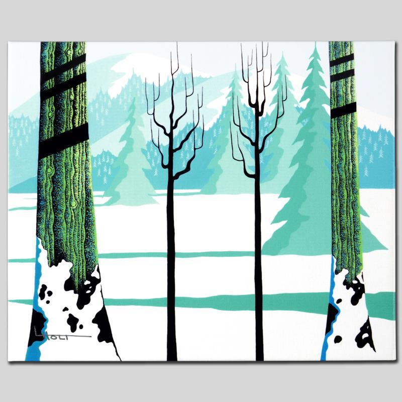 Winter by Holt, Larissa: Larissa Holt, a student of distinguished artist Eyvind Earle(1916-2000), uses bold colors and breathtaking scenery to create images of Nature in her own unique style. "Winter" is a limited edition gic