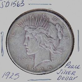 1925 Peace Silver Dollar. SD1563: "1925 Peace Silver Dollar. SD1563. Excellent Circulated Condition! Thank you for viewing this lot. We are always adding new inventory and new auctions, so check back often. We appreciate your business