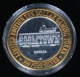 Limited Edition $10 Gaming Token from the Boomtown Hote: "Limited Edition $10 Gaming Token from the Boomtown Hotel & Casion Stagecoach & Boot Reno, Nevada GT22. This Gaming Token is listed in AS-IS condition. PT01YH Limited Edition $10 Gaming Token from the