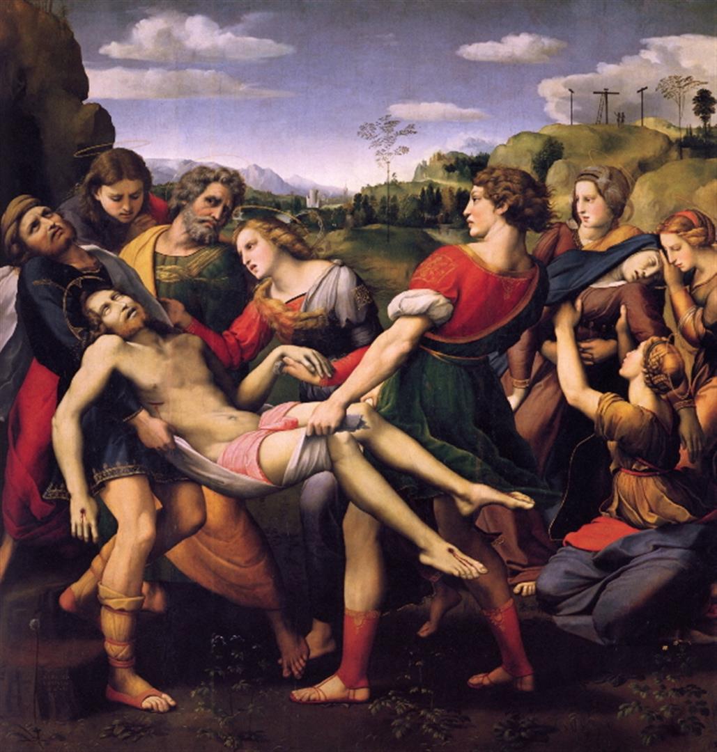 Raphael - Entombment of Christ: Artist: Raphael - Title: Entombment of Christ - Medium: Fine Art Giclee on Canvas - Image Size: Approximately 20 inches x 19 inches - Unframed on Unstretched Canvas - Biography: Raffaello Sanzio da Ur
