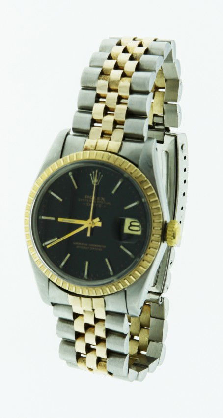 Gents Rolex Two-Tone DateJust Model Wristwatch A2746: Gents Rolex Two-Tone DateJust Model Wristwatch A2746. Excellent Condition! JZ3381HP. One gents, hand crafted & machine milled Rolex Date Model wristwatch electronically tested 14KT yellow gold & stain