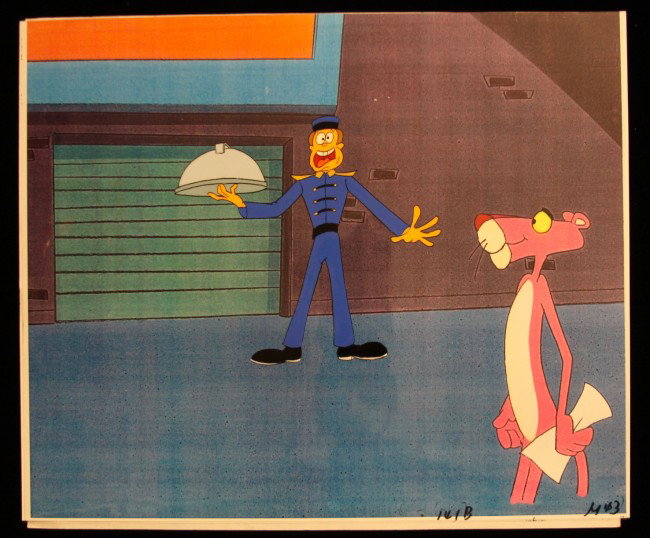 Pink Panther "Supporting Characters" Cartoon Cel and Dr: Pink Panther Supporting Characters" Cartoon Cel and Drawing PINKP53. As-Is Condition! XF61XH. An original "Supporting Characters" cartoon Cel from The Pink Panther films created by Friz Freleng and MG