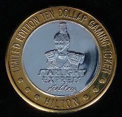 Limited Edition $10 Gaming Token from the Hilton Starli: Limited Edition $10 Gaming Token from the Hilton Starlight Express Ashley Las Vegas, Nevada GT107. This Gaming Token is listed in AS-IS condition. PT01YH Limited Edition $10 Gaming Token from the Hilt