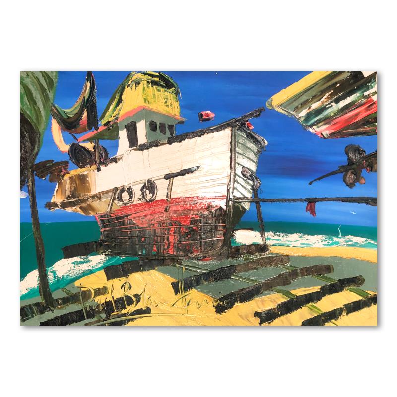 High and Dry by Henrie (1932-1999): "High and Dry" is an original oil painting on stretched canvas by Paul Blaine Henrie (1932-1999). The piece is hand signed by the artist and comes with a letter of authenticity. Please note that due t