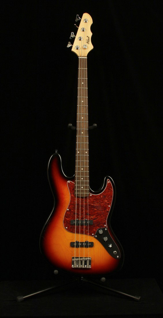 Alden Fender Style Sunburst Jazz Bass GUI4: "Alden Fender Style Sunburst Jazz Bass GUI4. New Condition! YH102XT. New Alden Fender style sunburst jazz bass with two pickups and rosewood fretboard. (Stand not included). Thank you for viewing this