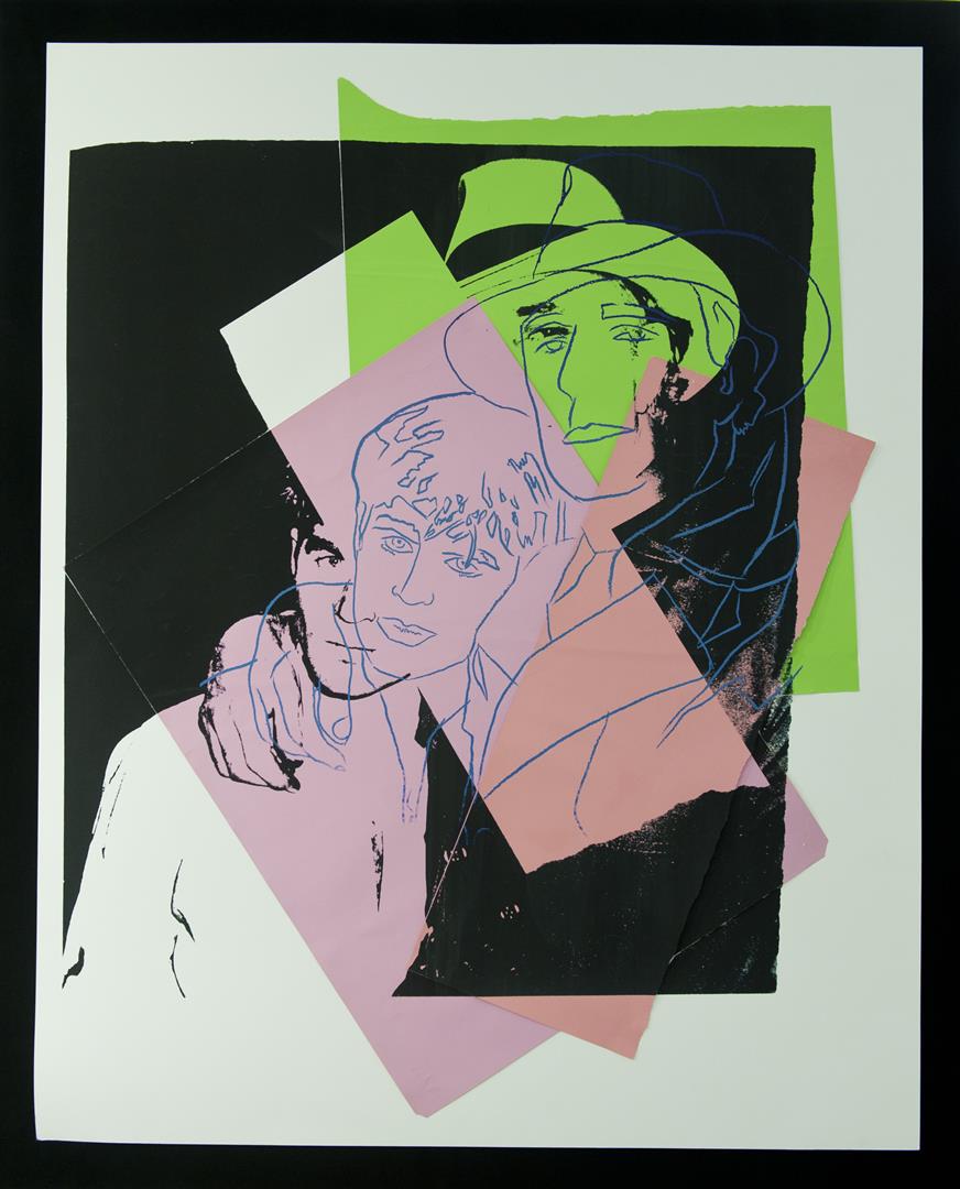 ANDY WARHOL 'Some Men Need Help', 1982, ONE-OF-A-KIND ORIGINAL on Paper: ANDY WARHOL 'Some Men Need Help', 1982, ONE-OF-A-KIND ORIGINAL on Paper, 40" x 32" (101.6 x 81.3 cm). Framed Size, 49x41. 'Some Men Need Help' was a two-man play written by John Ford Noonan. It opened