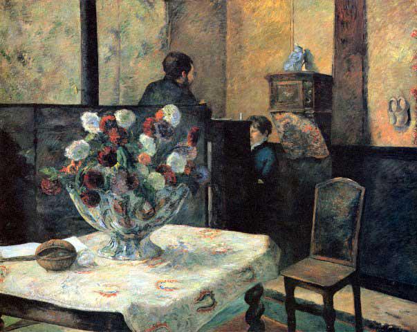 Paul Gauguin - Interior of Painter of Rue Carcel: Artist: Paul Gauguin - Title: Interior of Painter of Rue Carcel - Medium: Fine Art Reproduction Giclee on Canvas - Image Size: Approximately 25.5 inches x 32 inches - Unframed on Unstretched Canvas - 