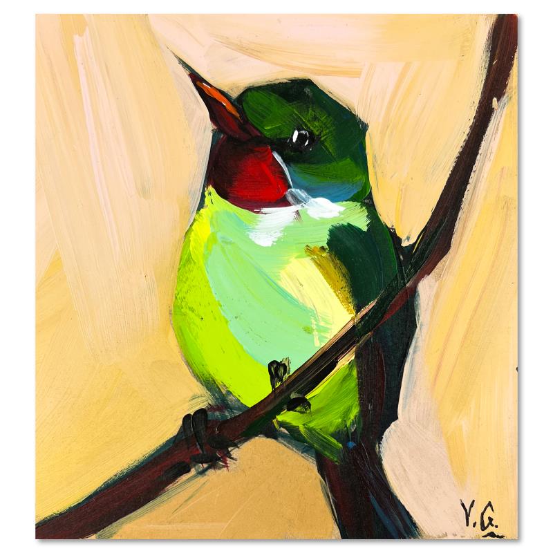Pending Info by Godovanic Original: This is an untitled original painting on acrylic on board by Yasna Godovanik. Hand Signed by the artist, the piece comes with a letter of authenticity. Measures approximately 4.5" x 4.5".