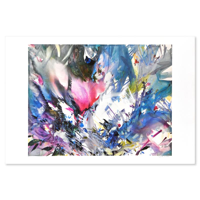 Brooks Delight by Mac, Zoe: "Brooks Delight" is a limited edition lithograph on paper by Zoe Mac, numbered and hand signed by the artist. Includes Letter of Authenticity. Measures approx. 29.5" x 23" (border), 26" x 20" (image).