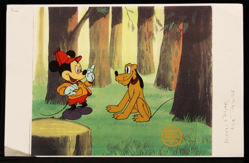 Walt Disney "The Pointer" Art Serigraph Cel DisneySeri2: "Walt Disney "The Pointer" Art Serigraph Cel DisneySeri2. Excellent Condition! QR82NF. One animated original limited edition fine art serigraph cel from Walt Disney's "The Pointer" of Mickey Mouse and