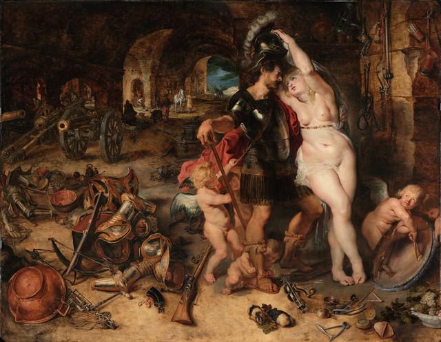 Sir Peter Paul Rubens - Mars Disarmed by Venus: Artist: Sir Peter Paul Rubens - Title: Mars Disarmed by Venus - Medium: Fine Art Reproduction Giclee on Canvas - Image Size: Approximately 24.75 inches x 32 inches - Unframed on Unstretched Canvas - B