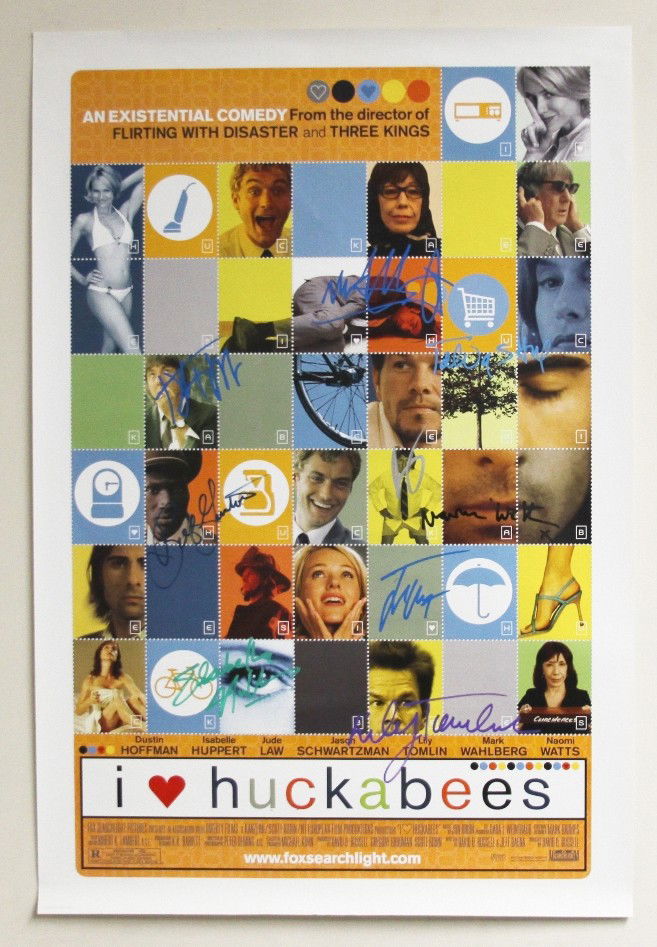 "I Heart Huckabees" Autographed Movie Poster SM46: ""I Heart Huckabees" Autographed Movie Poster SM46. As-Is Condition! KL15EV. This poster of the movie "I Heart Huckabees" is autographed by Dustin Hoffman, Lily Tomlin, Jude Law, Naomi Watts, Isabelle